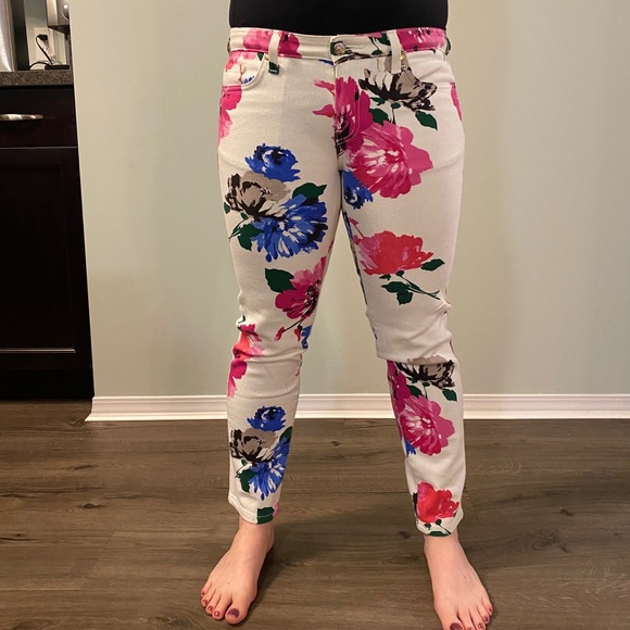 Kate spade white and floral jeans Capri - Picture 2 of 11